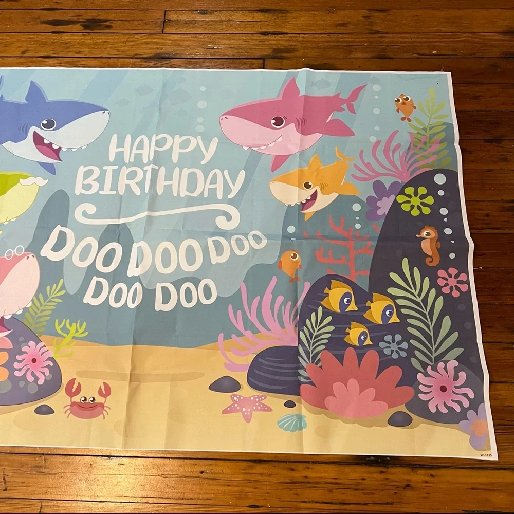 🦈 5x3ft Baby Shark Backdrop for Birthday Party